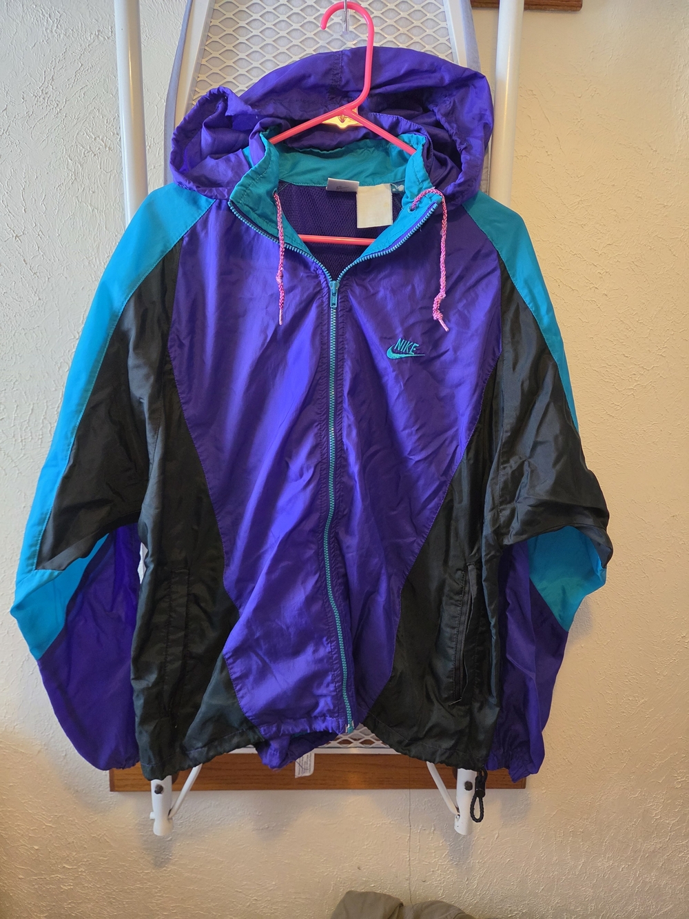 Vintage 90s Nike Purple Teal Black Lightweight Windbreaker Jacket Men Size L